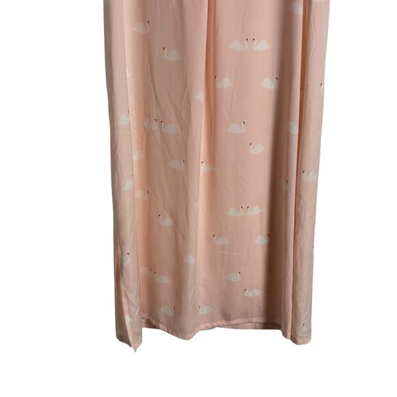 Kate Spade New York Pink Swan Print Sheer Caftan Nightgown Lounge Dress Size M - Picture 7 of 9